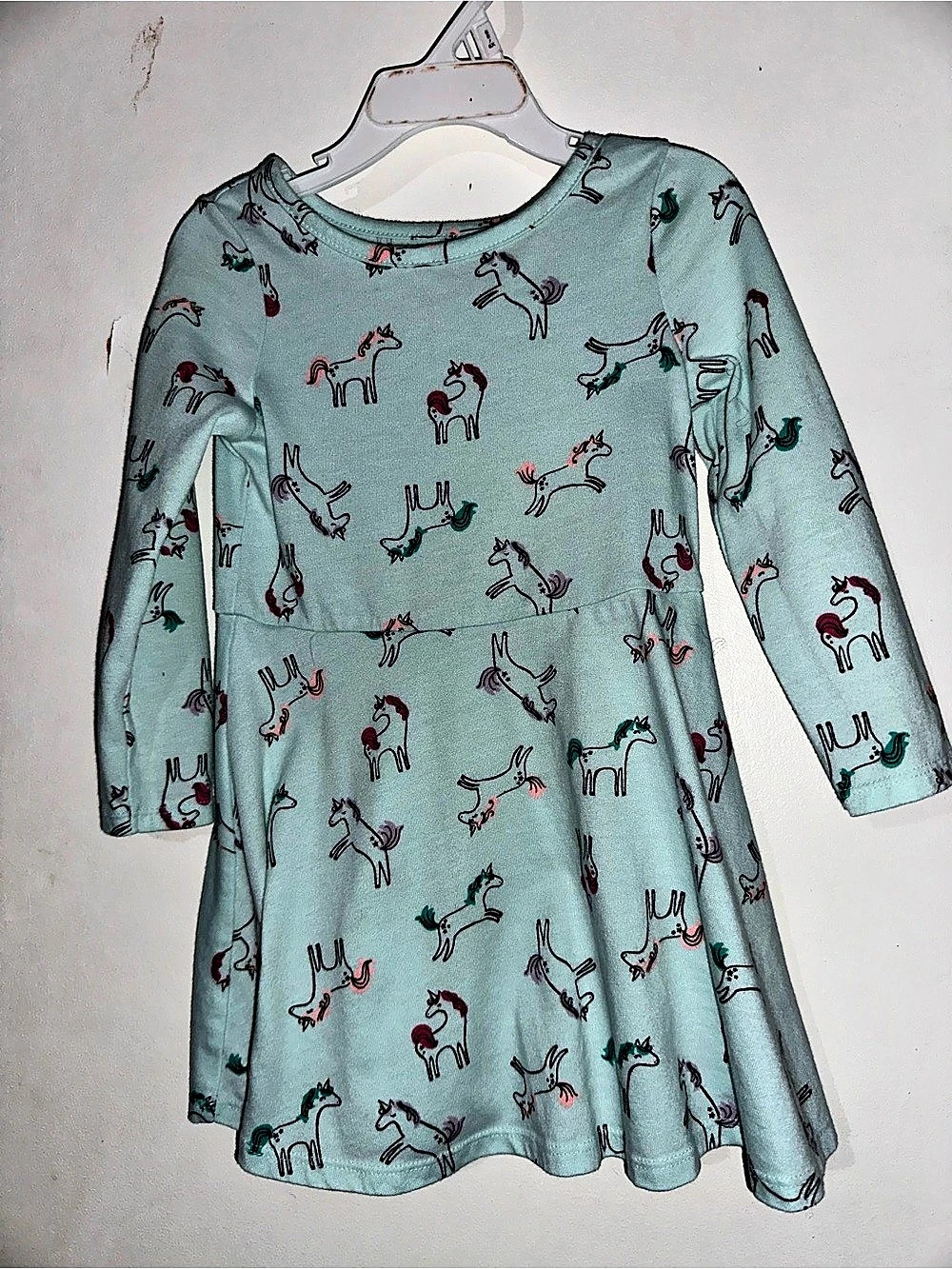 Cat & Jack Unicorn Long Sleeve Skater Dress Girls 3T
